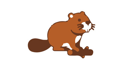 Obraz premium Beaver icon flat design colorful vector illustration