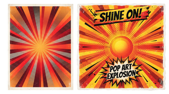 Vintage Pop Art Comic Book Sunburst Backgrounds and Explosion Posters