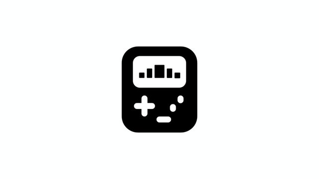 Animated retro handheld game console icon displaying bar chart
