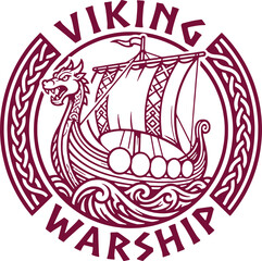 Viking Emblem Ship Illustration Creative Design Template  © art88