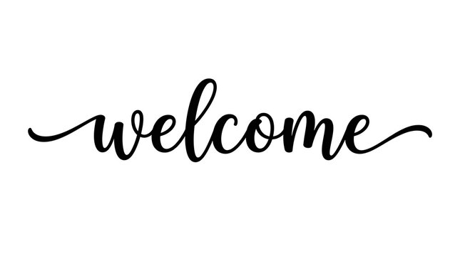 Welcome script calligraphy typography lettering with calligraphy typography lettering isolated