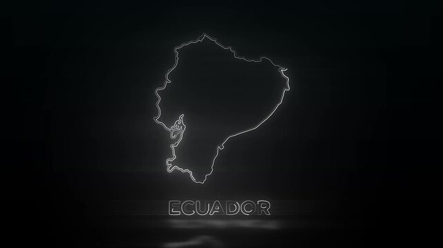 Neon Glowing Ecuador Map Outline Motion Video Cyberpunk LED Country Border Loop Graphic
