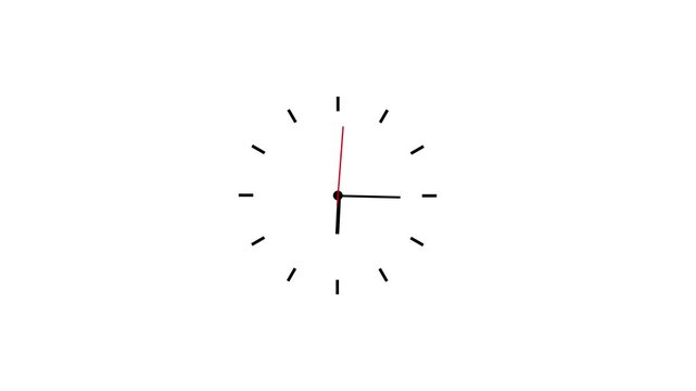Minimalist analog clock face with moving hands isolated on white background, for time management, deadline countdown, business, efficiency, and scheduling, concepts in motion