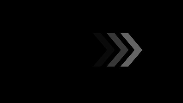 Dynamic animated arrow loading sequence featuring sequential glowing chevron indicators moving forward in a seamless loop for modern digital interface user experience navigation, and ui motion