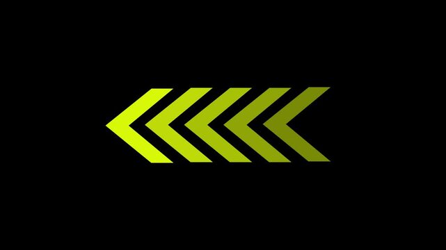 left-directional arrow loop animation. arrows indicate the direction of the overlay video layer. Up to down arrow loop animation on black background. 4k video concept