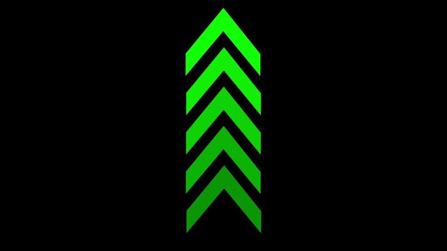 up-directional arrow loop animation. arrows indicate the direction of the overlay video layer. Up to down arrow loop animation on black background. 4k video concept