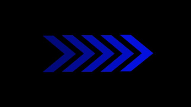 right-directional arrow loop animation. arrows indicate the direction of the overlay video layer. Up to down arrow loop animation on black background. 4k video concept