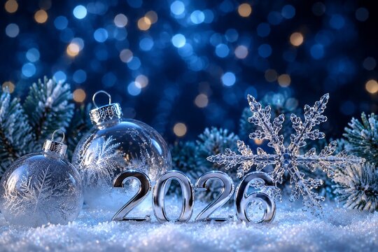 Icy Blue Christmas 2026 Ornaments with Crystal Snowflake