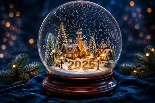 Magical Christmas 2026 Snow Globe with Illuminated Winter Village