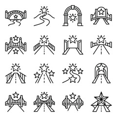Fototapeta premium Road and bridge icons with star destinations.
