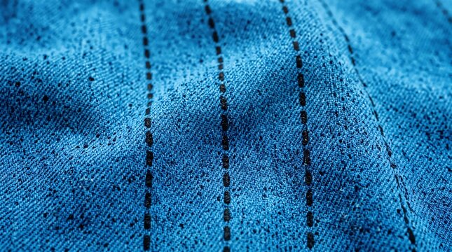 Blue Denim Fabric Texture with Dark Pinstripes