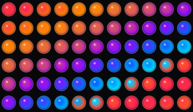 Colorful glossy lens grid sunset blast red orange purple blue neon dots background wallpaper