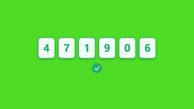 Vertical video of OTP code entry animation with success checkmark