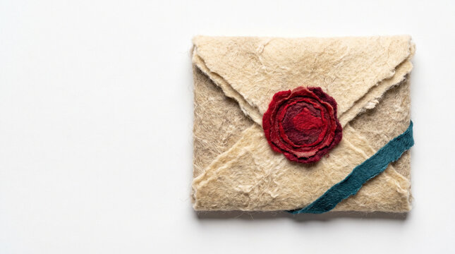 Love letter sealed with wax in a vintage envelope design  