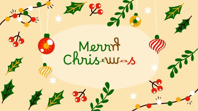 Minimalist Merry Christmas greeting banner template vector illustration