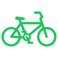 Fototapeta premium Simple green bicycle icon representing transportation and healthy active living for web or print projects.