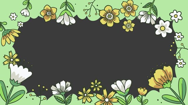 Elegant vintage floral border frame flat vector illustration