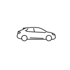Fototapeta premium Car line drawing, side view, vector illustration isolated on transparent background