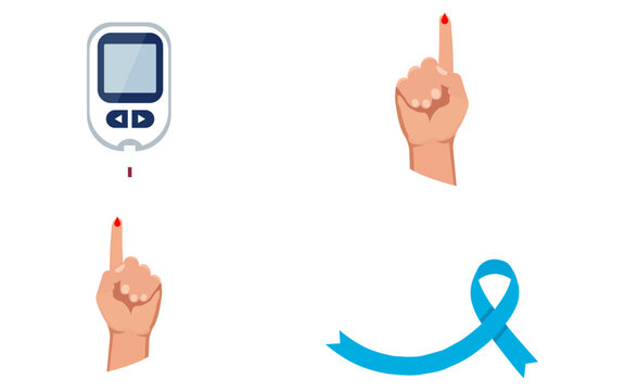 Diabetes awareness set with blood glucose meter and finger prick test