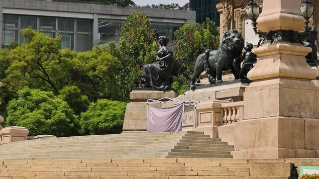 Angel of Independence Base Lion With Child at Monument Pedestal