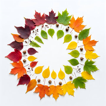 Colorful autumn leaves wreath arrangement