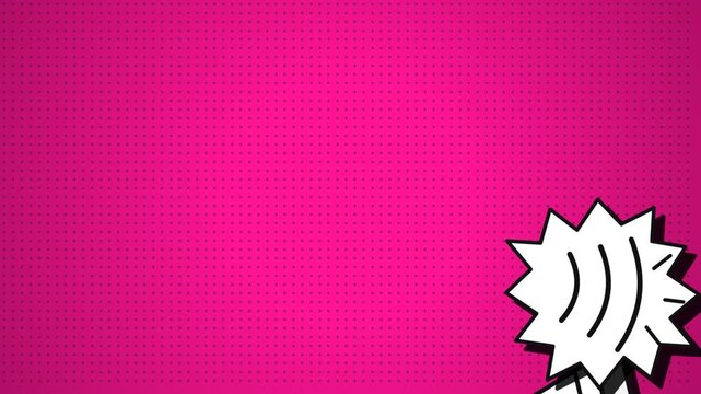 Vibrant pink comic book background with a speech bubble