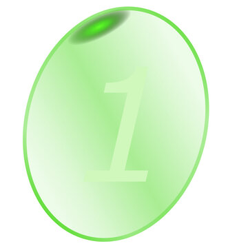 Green oval button with light green digit one 1 for phone keypad, mobile app dialer and UI