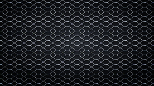 Expanded metal mesh pattern background with hexagonal grid texture