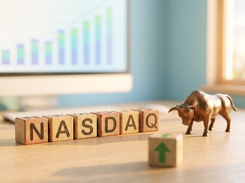 미국 나스닥 지수 상승 주가 호조 불마켓 / 米国 ナスダック指数 上昇 株価 好調 強気相場 / US NASDAQ index rising stock market bull market