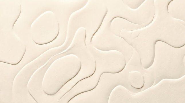 Abstract beige paper texture with smooth flowing organic shapes and shadows