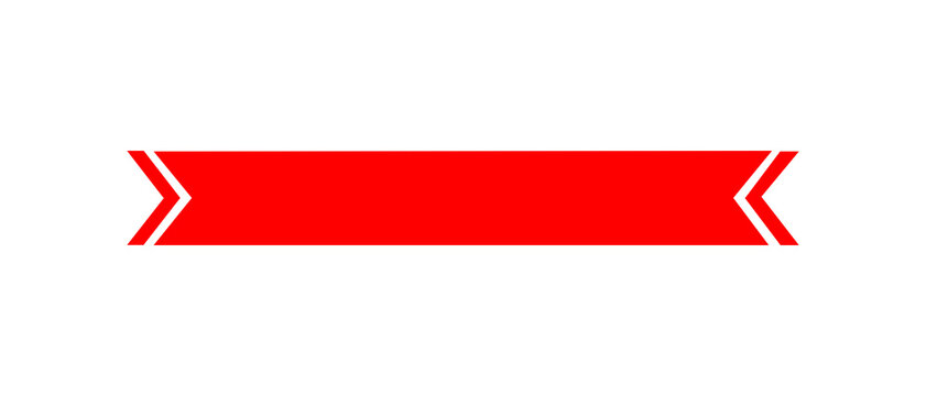 A simple red ribbon banner tag with geometric arrow shapes on the sides for text presentation or web design elements for your professional graphic projects and layouts
