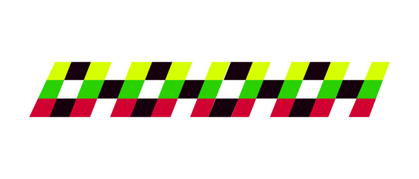 Abstract geometric pattern with colorful slanted squares in yellow green red and black repeating horizontal line design for modern graphic background and creative wallpaper