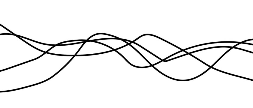 Abstract black wavy lines pattern with flowing curves and smooth motion on a simple minimal design backdrop perfect for modern graphic art backgrounds and creative web projects