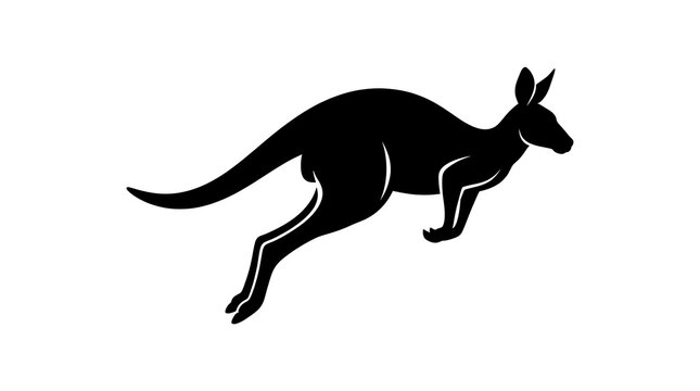 Black silhouette of a kangaroo jumping isolated on white background vector