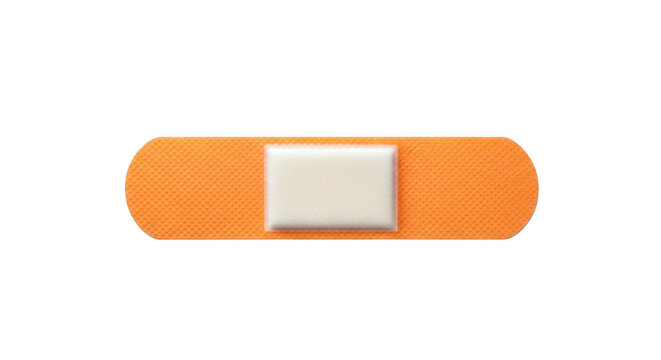 Orange adhesive bandage with white center
