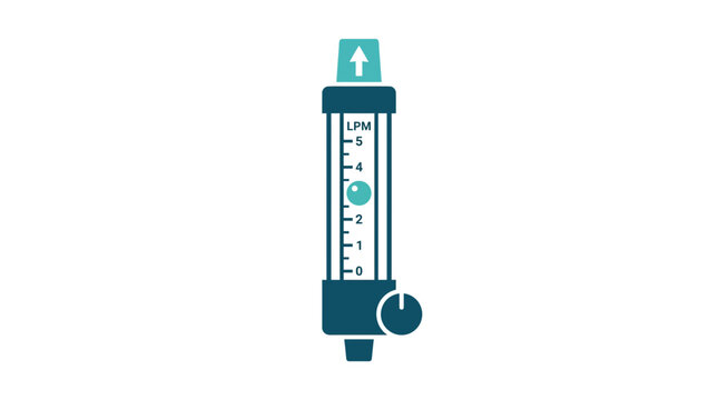 Medical Oxygen Flow Meter Regulator Isolated On Transparent Background