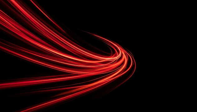 Dynamic red light streaks on black background abstract energy flow design