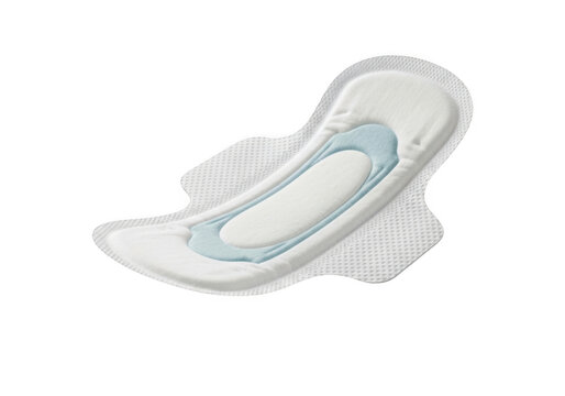 Single feminine sanitary pad with wings for daily hygiene and menstrual care isolated on transparent background