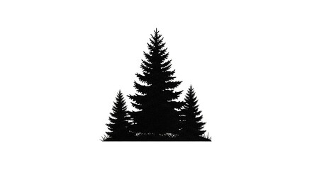 Fototapeta premium Silhouette of Pine Trees with Grass Against a White Background