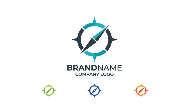 Minimalist compass vector illustration featuring modern geometric shapes and clean lines for professional corporate branding identities