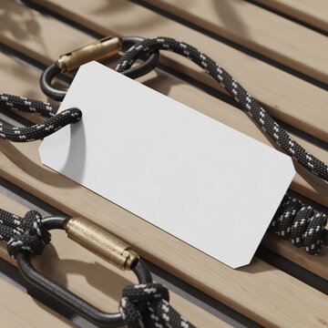 Techwear rope tag mockup. 3D rendering