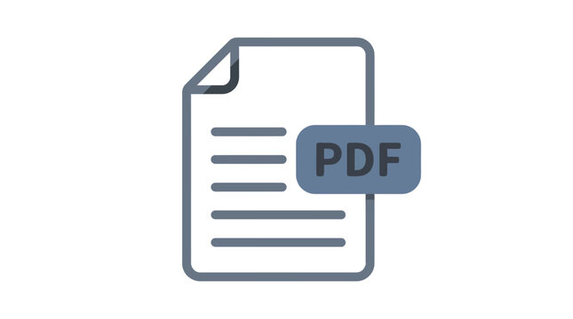 Minimalist blue pdf document vector illustration featuring clean geometric lines and professional flat interface design aesthetics