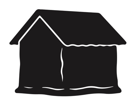 Traditional rural mud house with thatch roof vector icon design