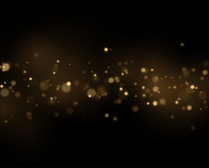 Naklejka premium Glowing gold sparkles form an abstract pattern. Dark tones enhance the luminous effect. Modern luxury celebration design.