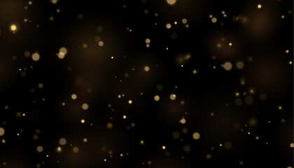 Abstract golden rays glow softly in darkness. Sparkling particles drift around them. Elegant holiday vector artwork. © Extrastock