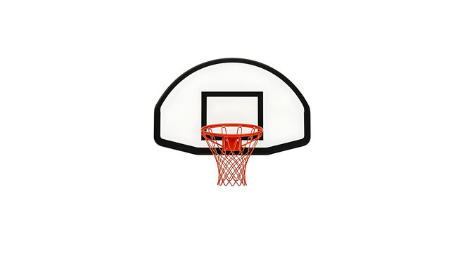 Modern basketball hoop backboard setup isolated against clear white background for athletic