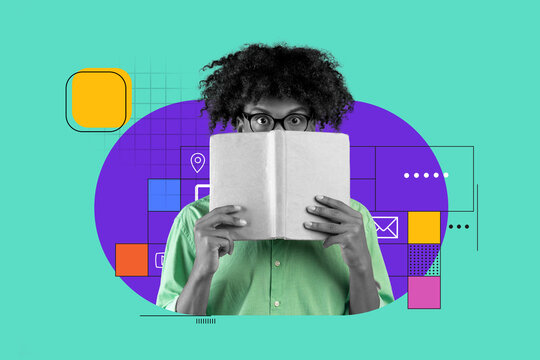 Focused Young Black Male Reading Book With Intriguing Expression, Engaged In Learning And Knowledge Acquisition, In A Colorful, Modern Setting, Enjoying Intellectual Growth. Learning Concept.