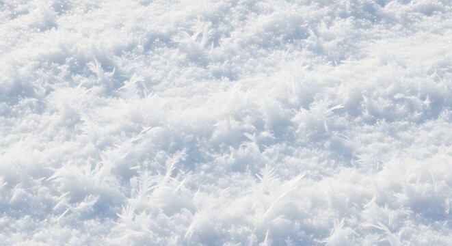 Crystal Snowflake Texture: An extreme close-up reveals the intricate and delicate structure of snow crystals, forming a beautiful and detailed natural pattern.