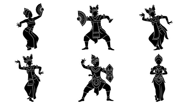 Balinese Traditional Dance and Cultural Performance Silhouettes