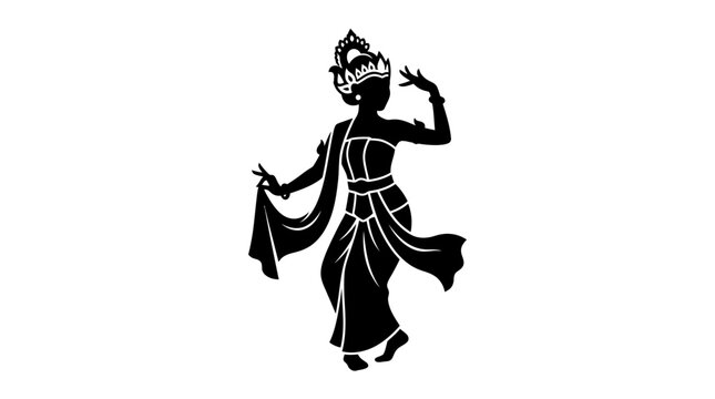 Traditional Balinese Dancer Silhouette Illustration
